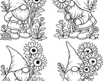 Gnomo de otoño SVG: Clipart de girasol otoñal para Cricut y Silhouette