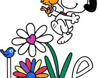 Imágenes prediseñadas de Snoopy y Woodstock, Peanuts svg, Cricut Silhouette (pdf, jpeg, svg, png, eps)
