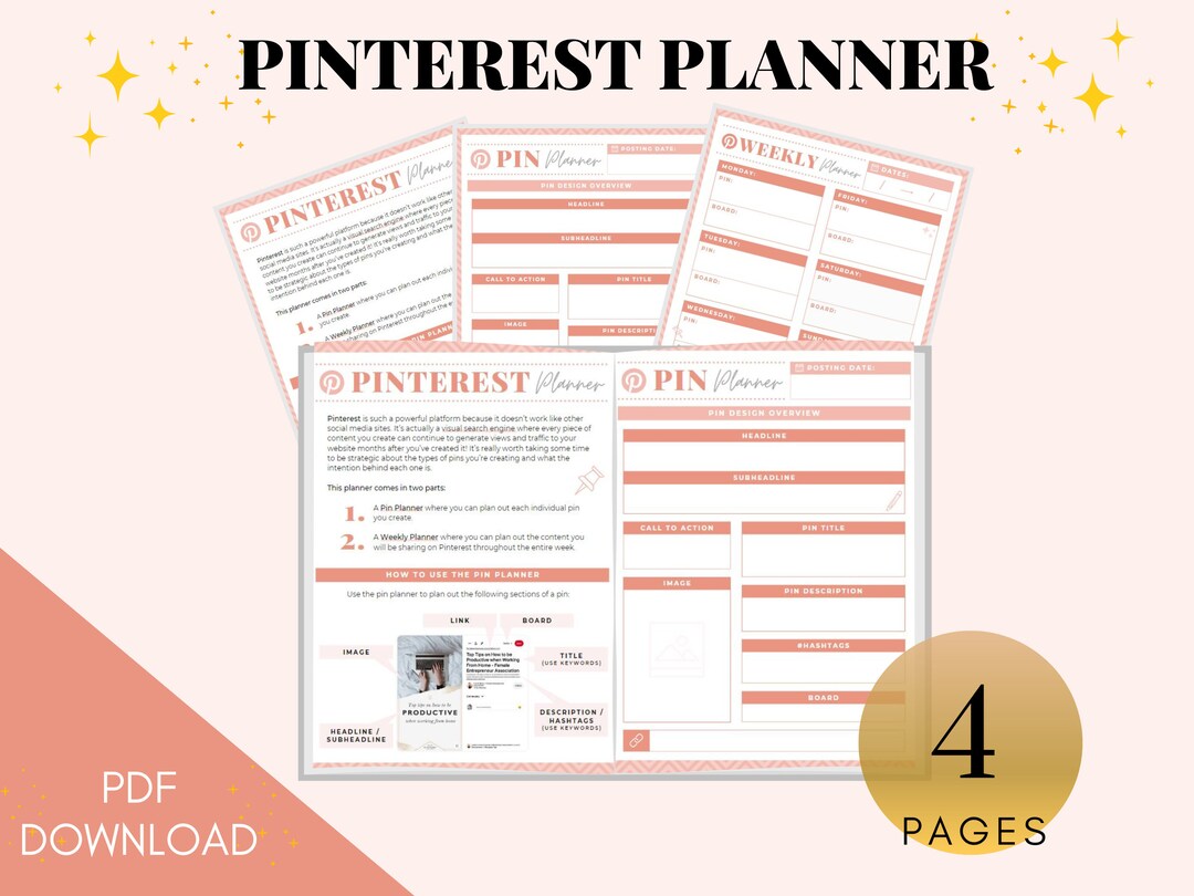 Pinterest Planner Content Planning Workbook social Media - Etsy