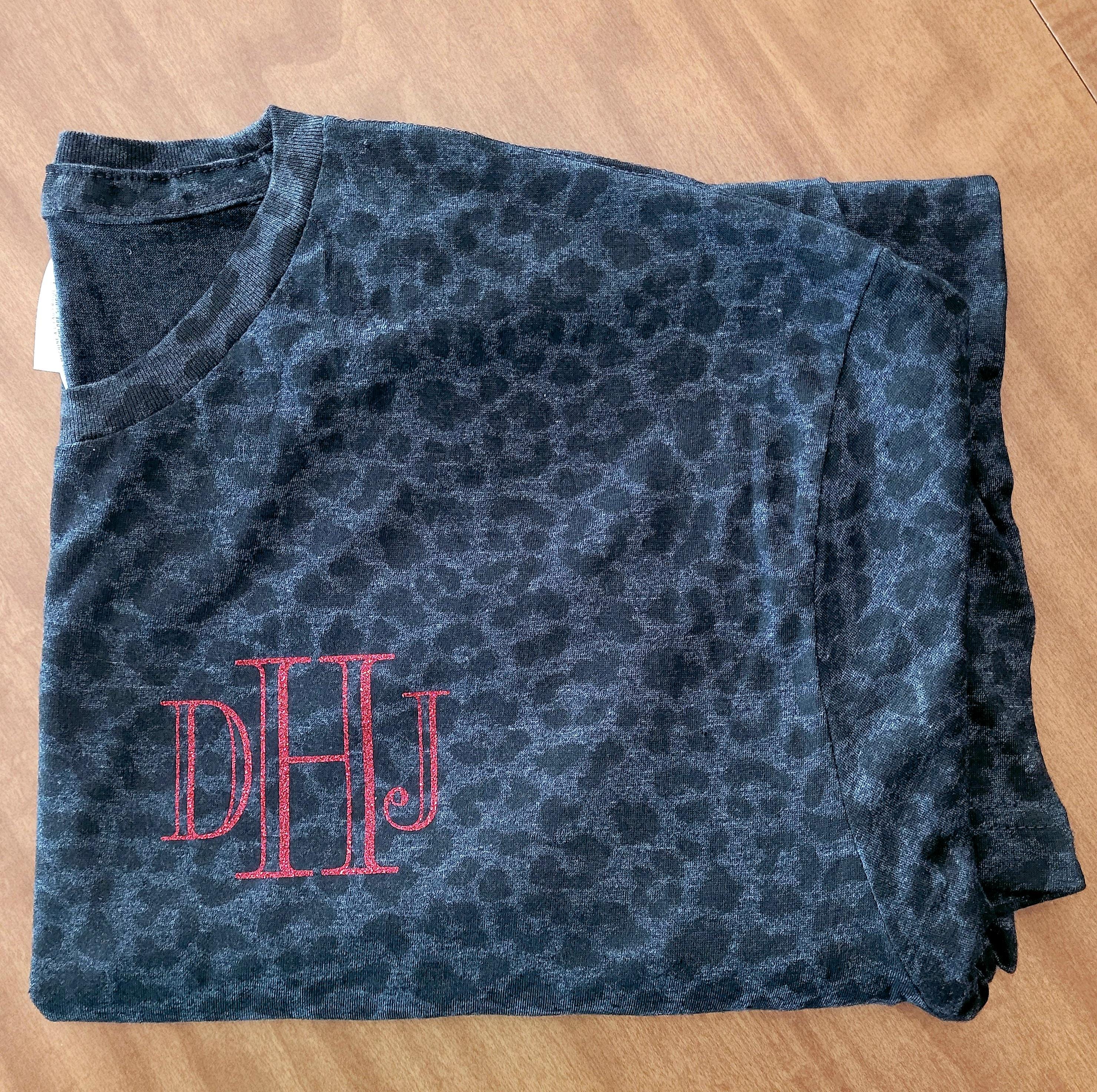 Monogram Leopard Custom Monogram Leopard Print T-shirt, LAT Natural Leopard Monogram ...
