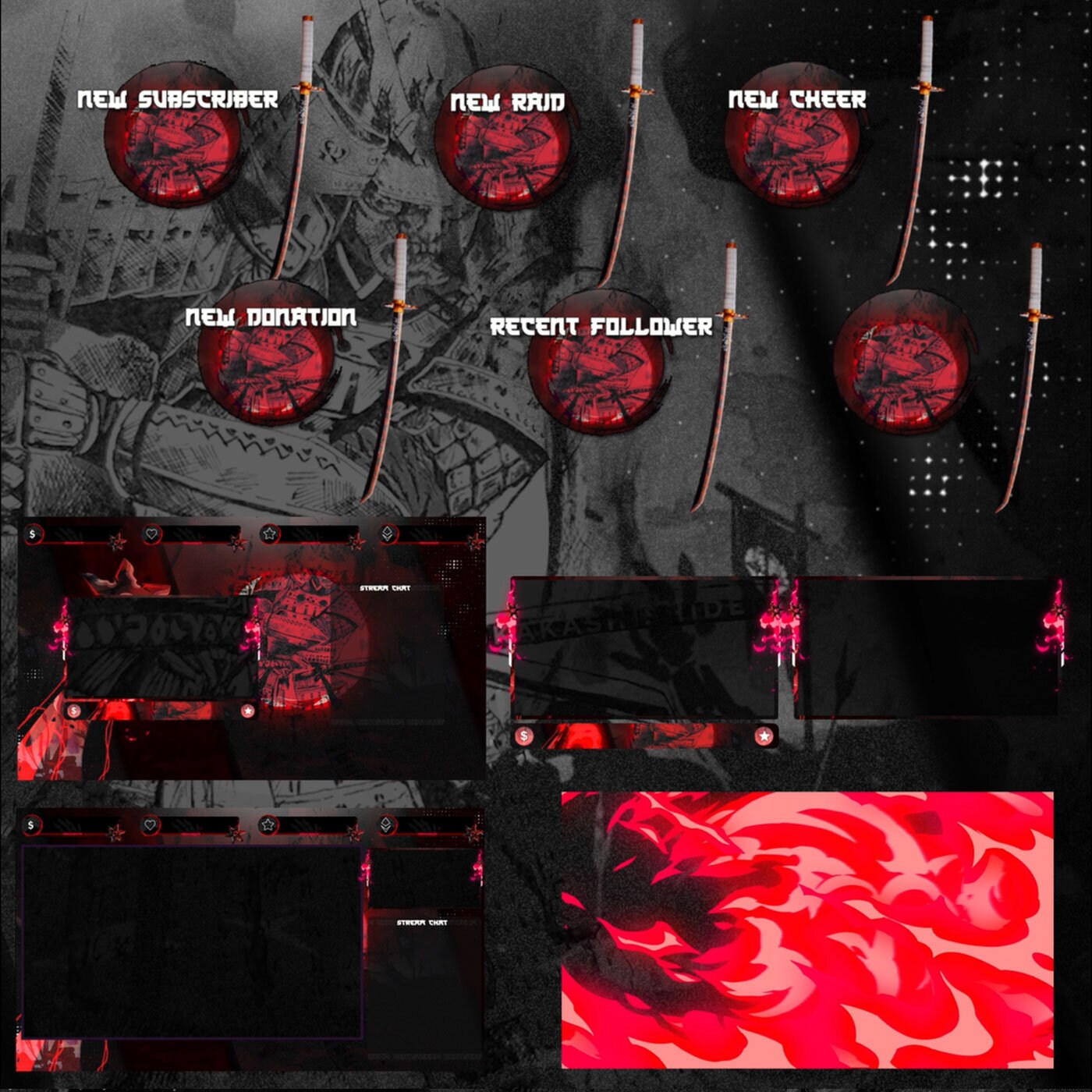 Animated Samurai Shiruken Twitch Streamers Full Twitch Package Animated ...