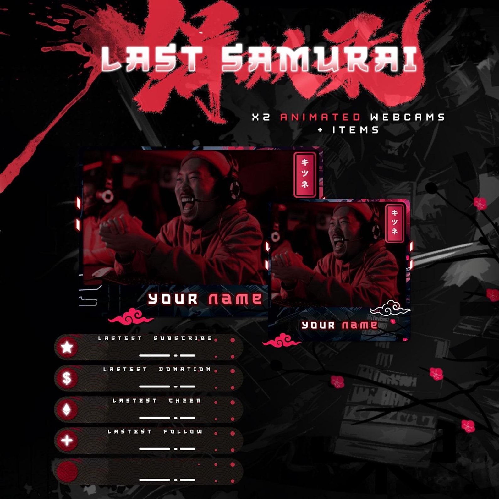 Premium Last Samurai Twitch Overlays for Streamers Full Twitch Package ...