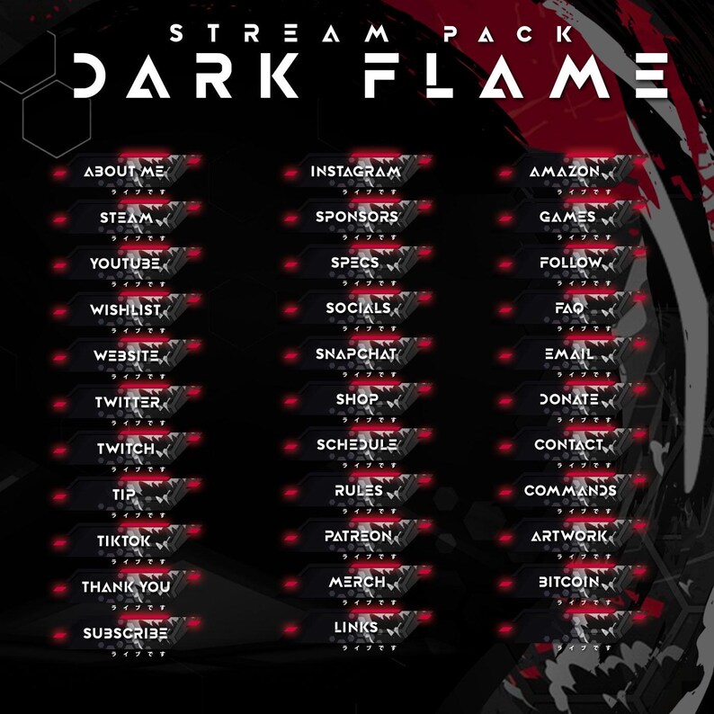 Animated Stream Package Dark Flame Twitch Overlay Animated Alerts ...
