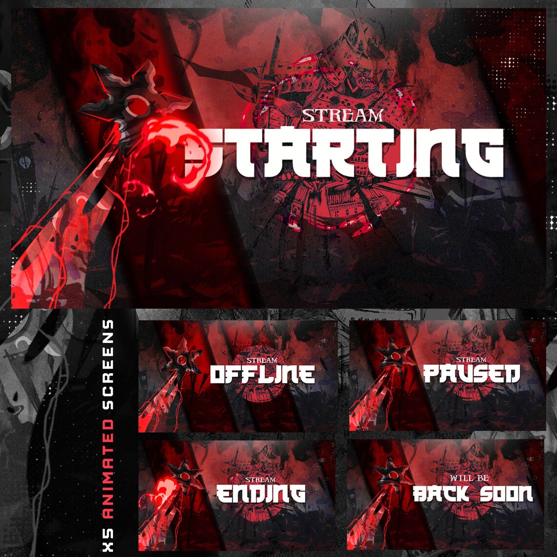 Animated Samurai Shiruken Twitch Streamers Full Twitch Package Animated ...