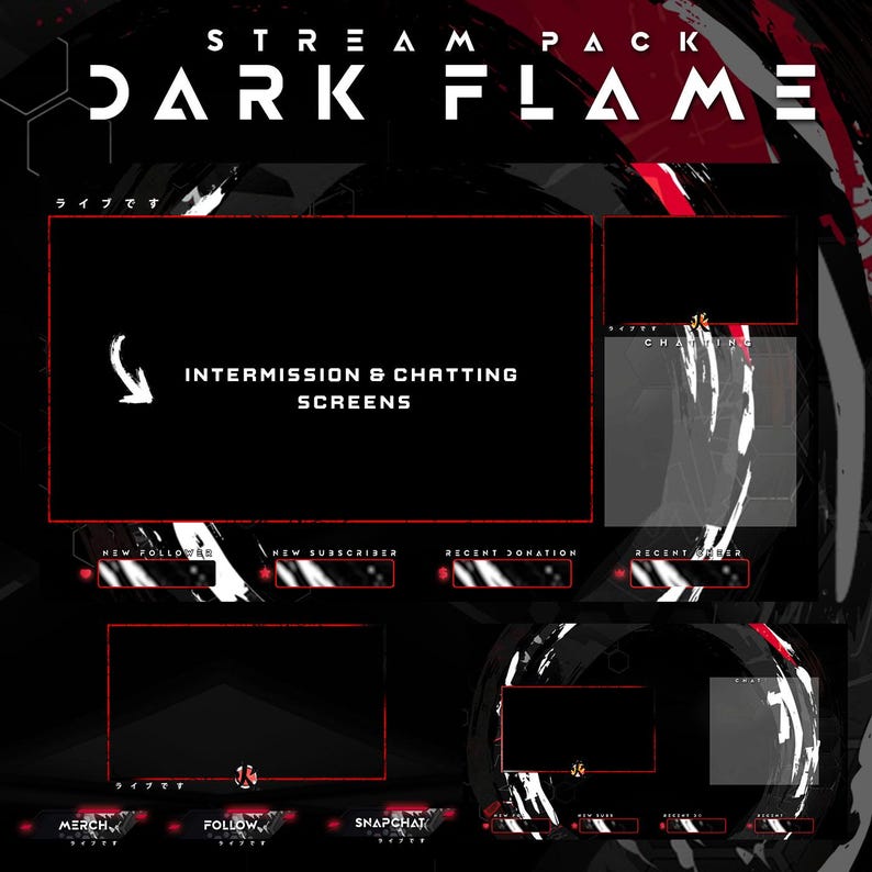 Animated Stream Package Dark Flame Twitch Overlay Animated Alerts ...