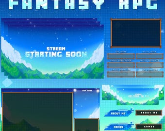 Pack RPG animé premium Twitch pour les streamers Twitch Superpositions RPG Fantasy Stream Pack complet Superpositions Green Fantasy RPG