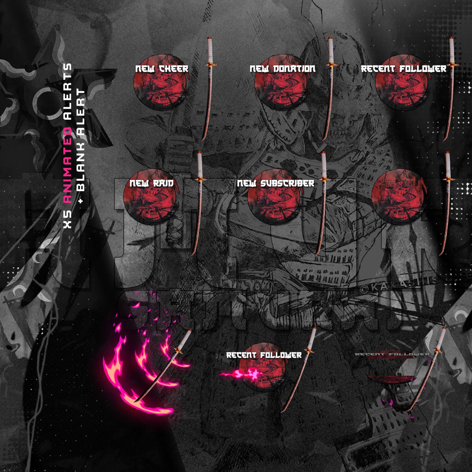 Animated Samurai Twitch Streamers Full Twitch Package Animated Alerts ...