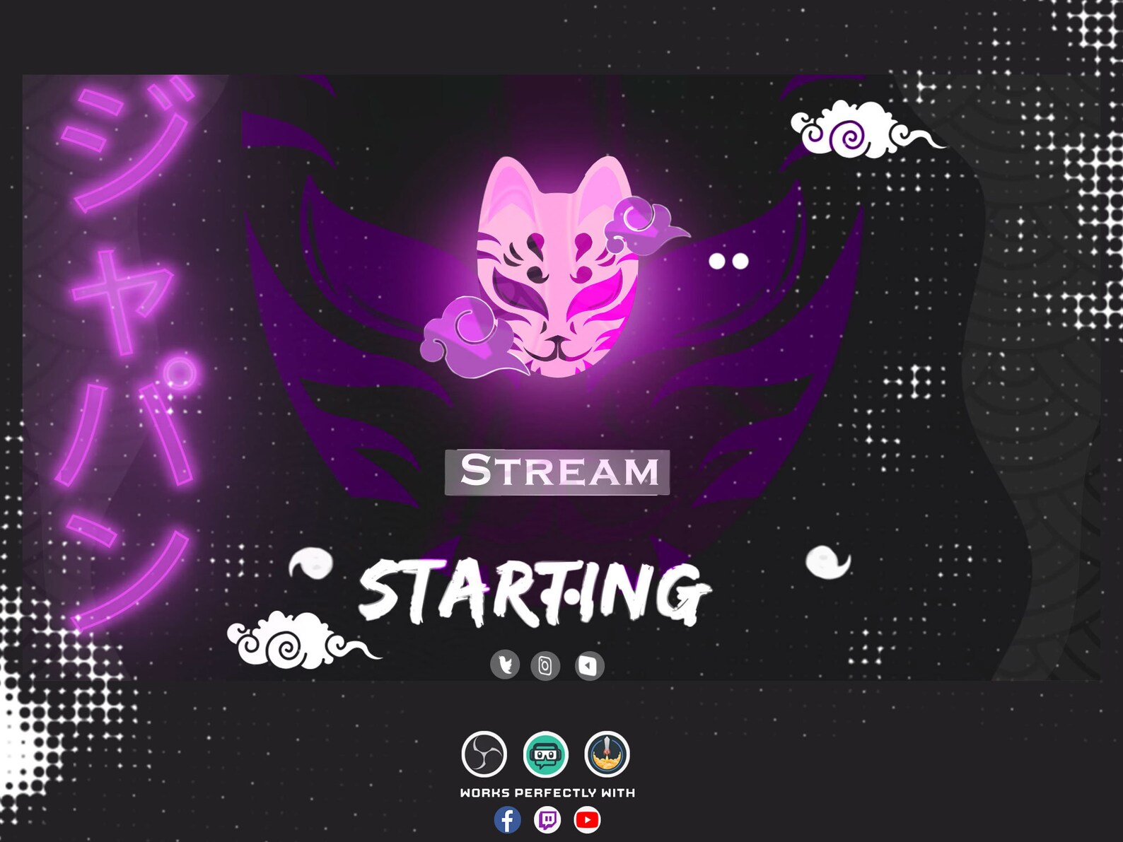 Animated Purple Kitsune Mask / for Twitch Streamers / Full Etsy Ireland