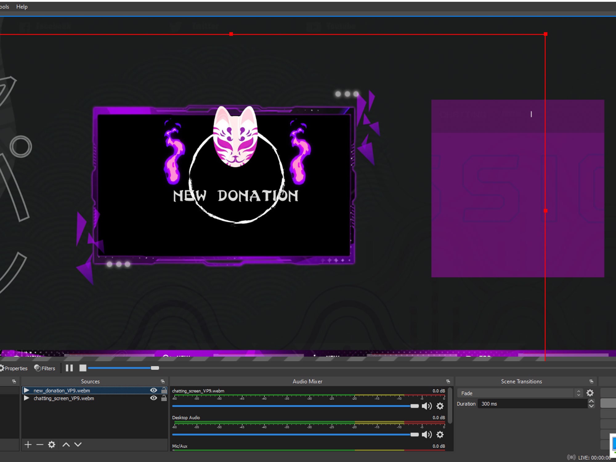 Animated Stream Overlays Kitsune Mask Purple Kitsune Mask Etsy España
