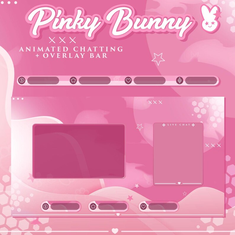 Pinky Bunny Stream Package Animated Overlay Kawaii Intermission ...