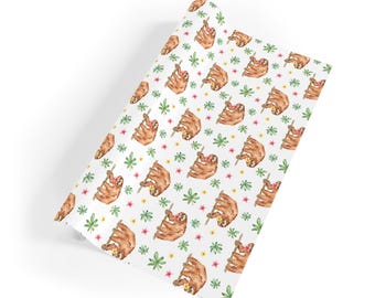 Wrapping Paper, Sloth Gift Wrap Roll, Cute Animal Design Birthday Present Packaging, Jungle Theme Party Supplies, Eco-Friendly Craft Paper