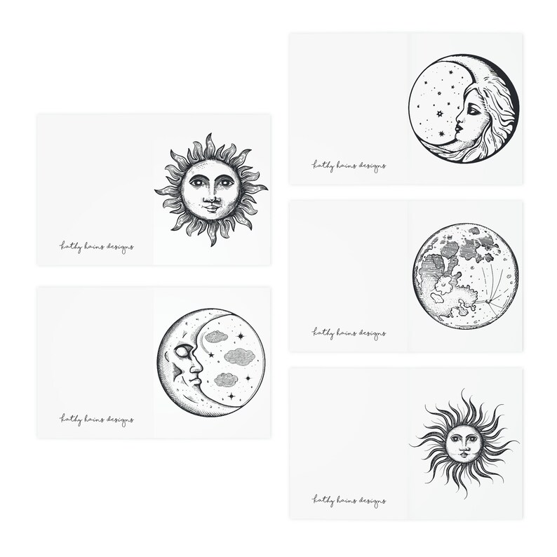 Sun and Moon Blank Notecards (5-pack) - Etsy