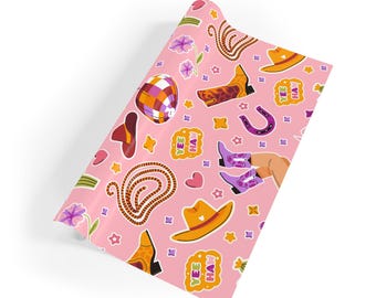 Wrapping Paper, Cute Cowgirl Gift Wrap Roll, Western Wrapping Paper, Birthday Present Wrap, Cowgirl Gift Packaging, Rodeo