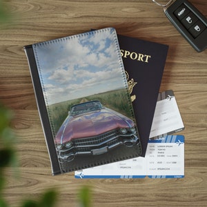 RFID-Blocking, Vintage Car Passport Cover (Optional Personalization)