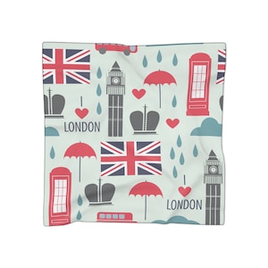 Blue and Red London Icons Print Scarf