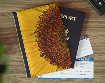 RFID-Blocking, Yellow and Brown Sunflower Passport Cover