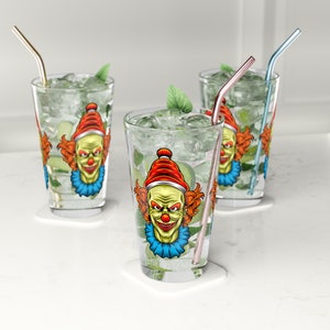 Scary Clown, Halloween Pint Glass, 16oz