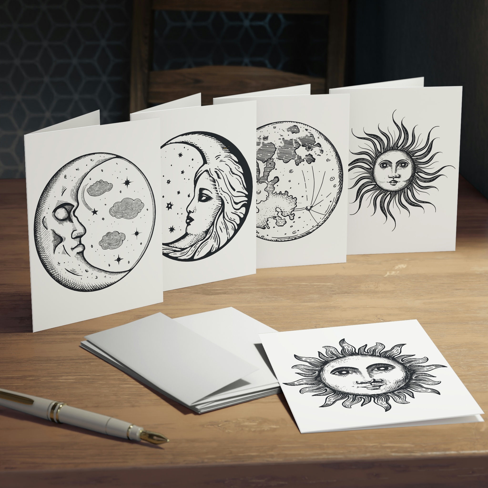 Sun and Moon Blank Notecards (5-pack) - Etsy