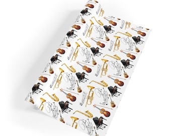 Orchestra Band Gift Wrap Rolls, Wrapping Paper Roll for Musicians | Music Notes Pattern