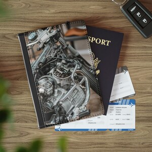 RFID-Blocking, Motorcycle Engine Passport Cover (Optional Personalization)
