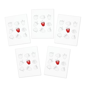 Blank Strawberry Notecards (5-Pack)