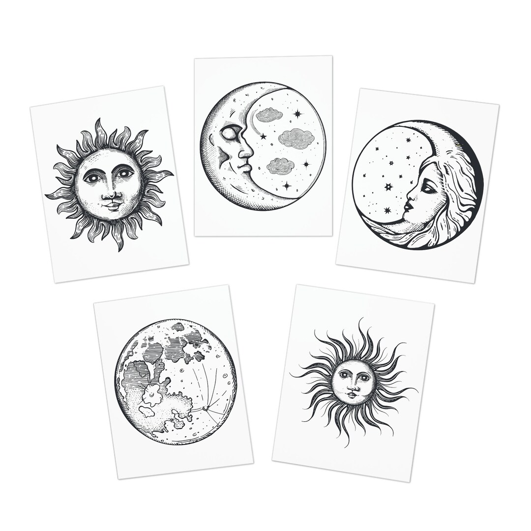 Sun and Moon Blank Notecards (5-pack) - Etsy
