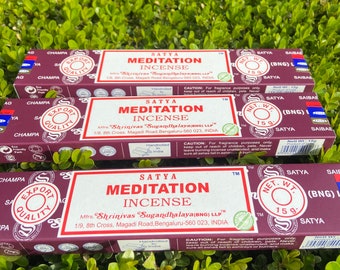 Satya Meditation Incense Sticks, Warm Sweet Scent (3 Boxes)