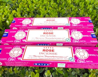 Rose Incense Sticks, Sweet & Floral Scent, Satya Incense 3 boxes