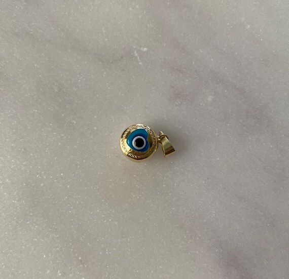 14k Yellow Gold Double-Sided Eye Heart Charm Pend… - image 2