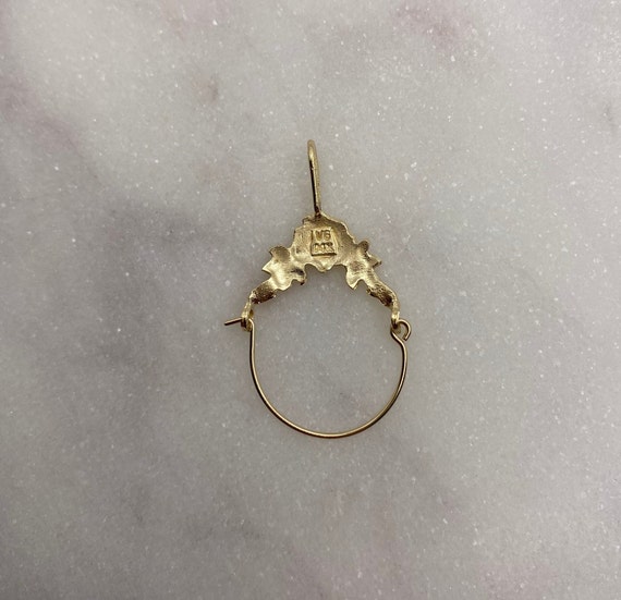 Vintage 14k Yellow Gold Flower Rose Charm Holder - image 2