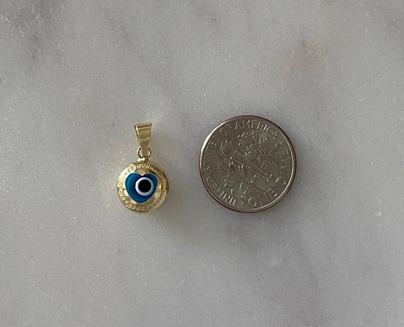 14k Yellow Gold Double-Sided Eye Heart Charm Pend… - image 3