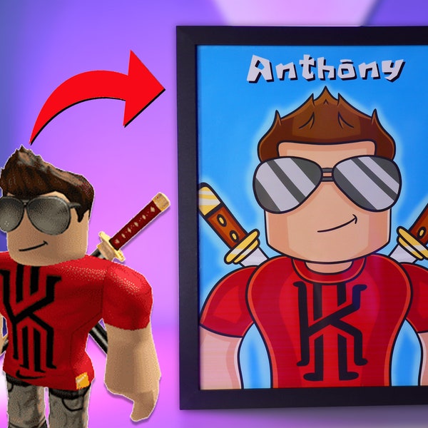 Custom Roblox Skin Portrait Print or Digital Drawing