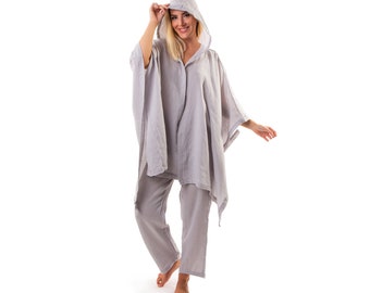 Conjunto de kimono con capucha de muselina de lino y pantalones de regalo