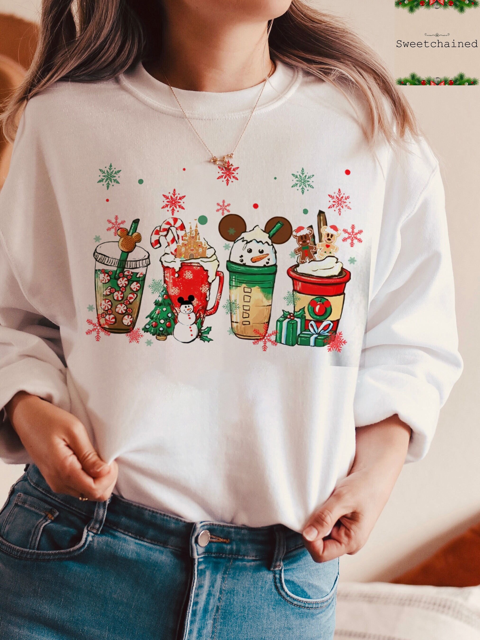 Discover Cute Disney Mickey Minnie Christmas Coffee Tea Sweatshirt