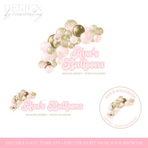 Balloon Logo, Party Business Logo, Editable Logo Template, Logo Branding for Event Planner, Balloon Arch Logo