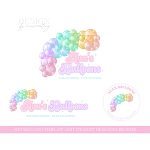 Balloon Logo, Party Business Logo, Editable Logo Template, Logo Branding for Event Planner, Balloon Arch Logo