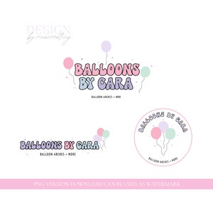 Balloon Logo, Party Business Logo, Editable Logo Template, Logo Branding for Event Planner, Pastel Balloons Logo