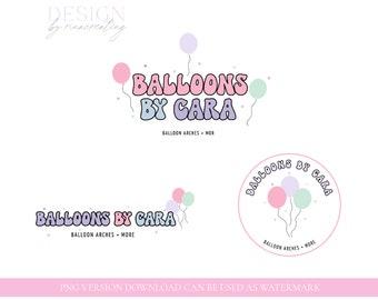Balloon Logo, Party Business Logo, Editable Logo Template, Logo Branding for Event Planner, Pastel Balloons Logo
