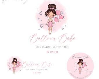 Balloon Logo, Party Business Logo, Editable Logo Template, Logo Branding for Event Planner, Balloon Babe