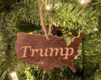 US Outline Trump Christmas Tree Ornament - 2.5" x 3.75"