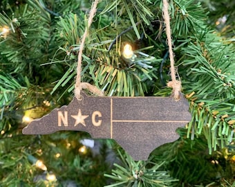NC State Flag Christmas Tree Ornament - 1.75" x 4"