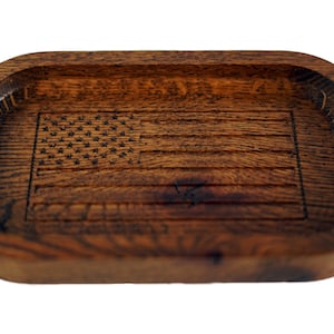 US Flag Engraved Desk Valet Tray - 6&quot; x 9.5&quot;