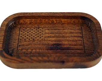 US Flag Engraved Desk Valet Tray - 6" x 9.5"