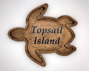 Topsail Island Turtle Teal Epoxy Inlay Engraved Desk Valet Tray - 10" x 11"