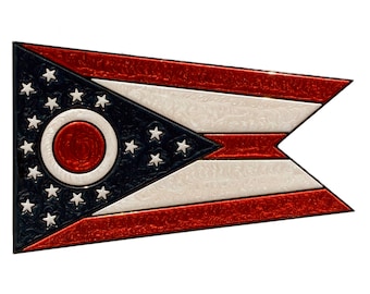 Decorazione da parete epossidica con bandiera dell'Ohio - 11" x 18"