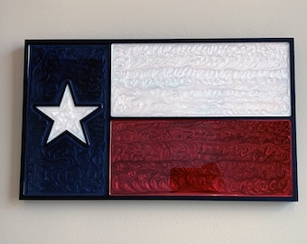 Decorazione da parete epossidica con bandiera del Texas - 11" x 18"