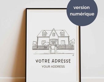 Personalized DIGITAL house portrait, sketch style, family home gift idea, housewarming, handmade drawing