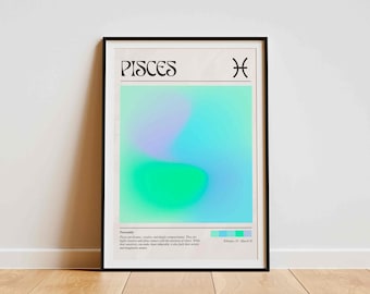 Póster del zodiaco PISCIS, impresión del signo astrológico, póster imprimible, descarga digital