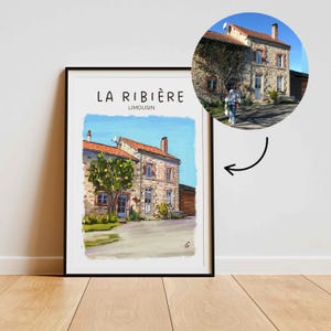 Portrait de maison personnalisé NUMÉRIQUE, illustration sur mesure, idée cadeau pour une maison de famille, crémaillère