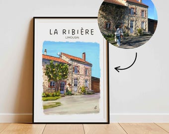 Personalized DIGITAL house portrait, custom illustration, gift idea for a family home, housewarming